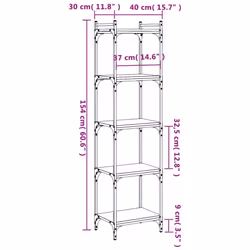 vidaXL Bookcase Bookshelf Storage Cabinet Rack Book Shelf Engineered Wood - black, 40 x 30 x 154 cm - Additional view 3