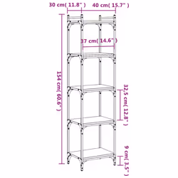 vidaXL Bookcase Bookshelf Storage Cabinet Rack Book Shelf Engineered Wood - brown oak, 40 x 30 x 154 cm - Additional view 8
