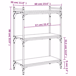 vidaXL Bookcase Bookshelf Storage Cabinet Rack Book Shelf Engineered Wood - grey sonoma, 60 x 30 x 86 cm - Additional view 8