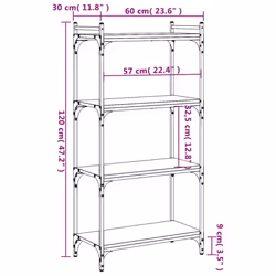 vidaXL Bookcase Bookshelf Storage Cabinet Rack Book Shelf Engineered Wood - grey sonoma, 60 x 30 x 120 cm - Additional view 3