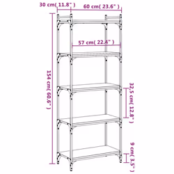 vidaXL Bookcase Bookshelf Storage Cabinet Rack Book Shelf Engineered Wood - black, 60 x 30 x 154 cm - Additional view 3