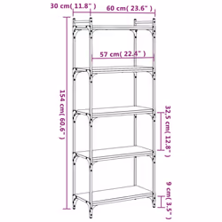 vidaXL Bookcase Bookshelf Storage Cabinet Rack Book Shelf Engineered Wood - grey sonoma, 60 x 30 x 154 cm - Additional view 8