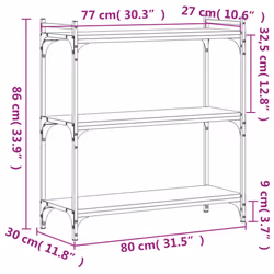 vidaXL Bookcase Bookshelf Storage Cabinet Rack Book Shelf Engineered Wood - grey sonoma, 80 x 30 x 86 cm - Additional view 8