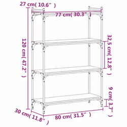 vidaXL Bookcase Bookshelf Storage Cabinet Rack Book Shelf Engineered Wood - brown oak, 80 x 30 x 120 cm - Additional view 8