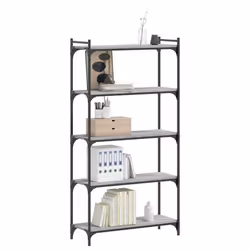 vidaXL Bookcase Bookshelf Storage Cabinet Rack Book Shelf Engineered Wood - grey sonoma, 80 x 30 x 154 cm - Additional view 2