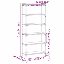 vidaXL Bookcase Bookshelf Storage Cabinet Rack Book Shelf Engineered Wood - black, 80 x 30 x 188 cm - Additional view 8