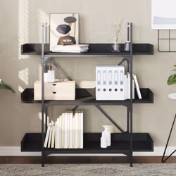 vidaXL Bookcase 3-Tier Bookshelf Storage Cabinet Rack Black Engineered Wood