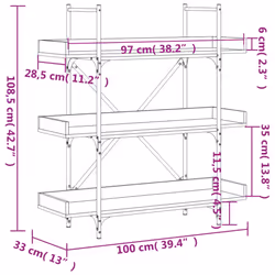 vidaXL Bookcase 3-Tier Bookshelf Storage Cabinet Rack Black Engineered Wood - Additional view 8