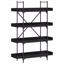 vidaXL Bookcase 4-Tier Bookshelf Storage Cabinet Rack Black Engineered Wood