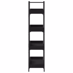 vidaXL Bookcase 4-Tier Bookshelf Storage Cabinet Rack Black Engineered Wood - Additional view 4