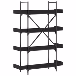 vidaXL Bookcase 4-Tier Bookshelf Storage Cabinet Rack Black Engineered Wood - Additional view 5