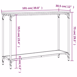 vidaXL Console Table Tea End Table Hallway Sofa Couch Table Engineered Wood - sonoma oak, 101 x 30.5 x 75 cm - Additional view 3