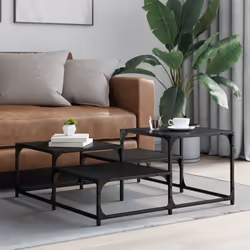 vidaXL Coffee Table Hall Side End Table Sofa Table Grey Sonoma Engineered Wood - black, 87.5 x 87.5 x 40 cm - Additional view 2