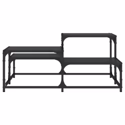 vidaXL Coffee Table Hall Side End Table Sofa Table Grey Sonoma Engineered Wood - black, 87.5 x 87.5 x 40 cm - Additional view 4