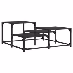 vidaXL Coffee Table Hall Side End Table Sofa Table Grey Sonoma Engineered Wood - black, 87.5 x 87.5 x 40 cm - Additional view 5