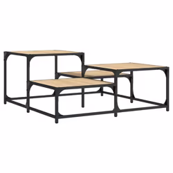 vidaXL Coffee Table Hall Side End Table Sofa Table Grey Sonoma Engineered Wood - sonoma oak, 87.5 x 87.5 x 40 cm - Additional view 5