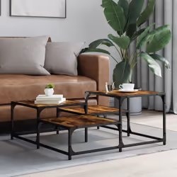 vidaXL Coffee Table Hall Side End Table Sofa Table Grey Sonoma Engineered Wood - smoked oak, 87.5 x 87.5 x 40 cm - Additional view 2
