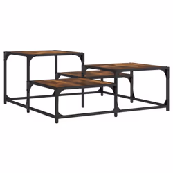 vidaXL Coffee Table Hall Side End Table Sofa Table Grey Sonoma Engineered Wood - smoked oak, 87.5 x 87.5 x 40 cm - Additional view 5