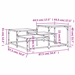 vidaXL Coffee Table Hall Side End Table Sofa Table Grey Sonoma Engineered Wood - smoked oak, 87.5 x 87.5 x 40 cm - Additional view 8