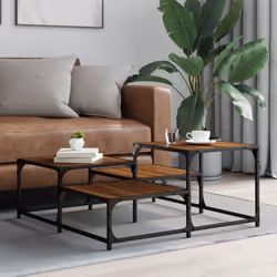 vidaXL Coffee Table Hall Side End Table Sofa Table Grey Sonoma Engineered Wood - brown oak, 87.5 x 87.5 x 40 cm - Additional view 2