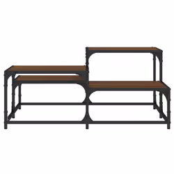 vidaXL Coffee Table Hall Side End Table Sofa Table Grey Sonoma Engineered Wood - brown oak, 87.5 x 87.5 x 40 cm - Additional view 4