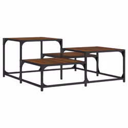 vidaXL Coffee Table Hall Side End Table Sofa Table Grey Sonoma Engineered Wood - brown oak, 87.5 x 87.5 x 40 cm - Additional view 5