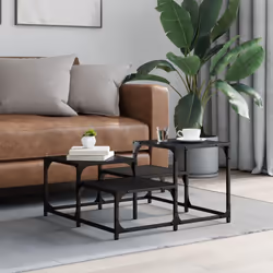 vidaXL Coffee Table Hall Side End Table Sofa Table Grey Sonoma Engineered Wood - black, 68 x 68 x 40 cm - Additional view 2