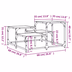 vidaXL Coffee Table Hall Side End Table Sofa Table Grey Sonoma Engineered Wood - sonoma oak, 68 x 68 x 40 cm