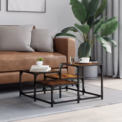 vidaXL Coffee Table Hall Side End Table Sofa Table Grey Sonoma Engineered Wood - smoked oak, 68 x 68 x 40 cm - Additional view 2