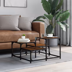 vidaXL Coffee Table Hall Side End Table Sofa Table Grey Sonoma Engineered Wood - brown oak, 68 x 68 x 40 cm - Additional view 2