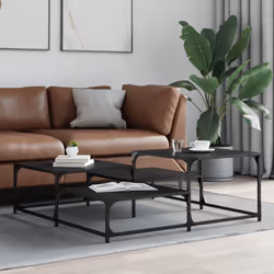 vidaXL Coffee Table Hall Side End Table Sofa Table Grey Sonoma Engineered Wood - black, 107 x 107 x 40 cm - Additional view 2