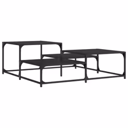 vidaXL Coffee Table Hall Side End Table Sofa Table Grey Sonoma Engineered Wood - black, 107 x 107 x 40 cm - Additional view 5