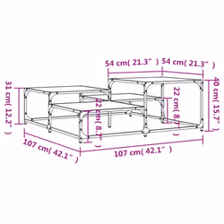 vidaXL Coffee Table Hall Side End Table Sofa Table Grey Sonoma Engineered Wood - black, 107 x 107 x 40 cm - Additional view 8