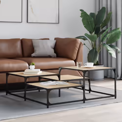 vidaXL Coffee Table Hall Side End Table Sofa Table Grey Sonoma Engineered Wood - sonoma oak, 107 x 107 x 40 cm - Additional view 2