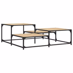 vidaXL Coffee Table Hall Side End Table Sofa Table Grey Sonoma Engineered Wood - sonoma oak, 107 x 107 x 40 cm - Additional view 5