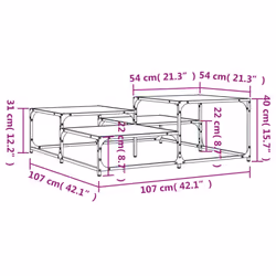vidaXL Coffee Table Hall Side End Table Sofa Table Grey Sonoma Engineered Wood - sonoma oak, 107 x 107 x 40 cm - Additional view 8