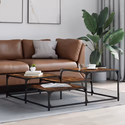 vidaXL Coffee Table Hall Side End Table Sofa Table Grey Sonoma Engineered Wood - smoked oak, 107 x 107 x 40 cm - Additional view 2