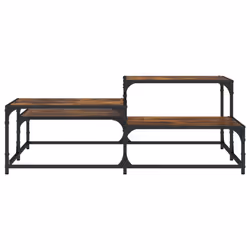 vidaXL Coffee Table Hall Side End Table Sofa Table Grey Sonoma Engineered Wood - smoked oak, 107 x 107 x 40 cm - Additional view 4