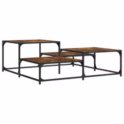 vidaXL Coffee Table Hall Side End Table Sofa Table Grey Sonoma Engineered Wood - smoked oak, 107 x 107 x 40 cm - Additional view 5