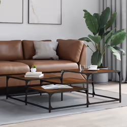 vidaXL Coffee Table Hall Side End Table Sofa Table Grey Sonoma Engineered Wood - brown oak, 107 x 107 x 40 cm - Additional view 2