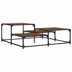 vidaXL Coffee Table Hall Side End Table Sofa Table Grey Sonoma Engineered Wood - brown oak, 107 x 107 x 40 cm - Additional view 5
