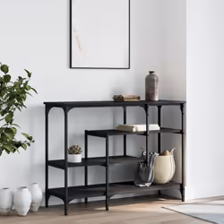 vidaXL Console Table with Shelves Accent End Table Hallway Side Sofa Table - black