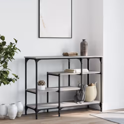 vidaXL Console Table with Shelves Accent End Table Hallway Side Sofa Table - grey sonoma