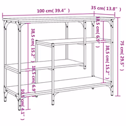 vidaXL Console Table with Shelves Accent End Table Hallway Side Sofa Table - grey sonoma