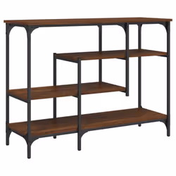 vidaXL Console Table with Shelves Accent End Table Hallway Side Sofa Table - brown oak