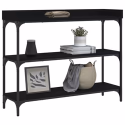 vidaXL Console Table with Shelves Hallway End Table Side Accent Table Black