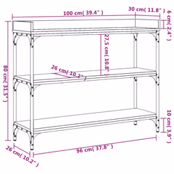 vidaXL Console Table with Shelves Hallway End Table Side Table Sonoma Oak - Additional view 8