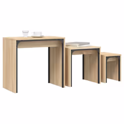vidaXL Nesting Coffee Tables Nestinge Table 3 pcs Sonoma Oak Engineered Wood