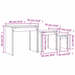 vidaXL Nesting Coffee Tables Nestinge Table 3 pcs Sonoma Oak Engineered Wood