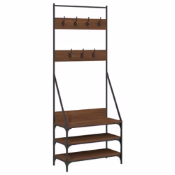 vidaXL Clothes Rack with Shoe Storage Garment Rack Clothes Rail Coat Hanger - brown oak